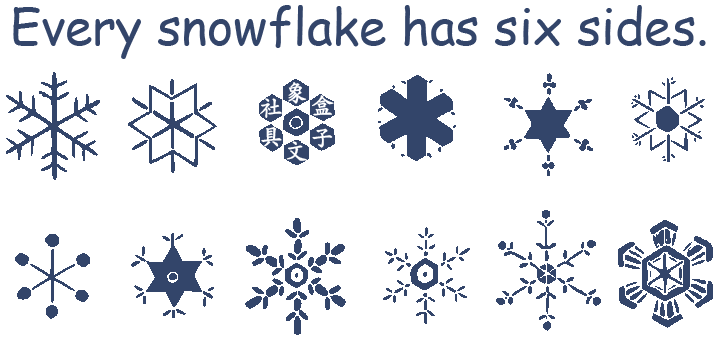 snowflakes 雪花 雪片 every snowflake has six sides
